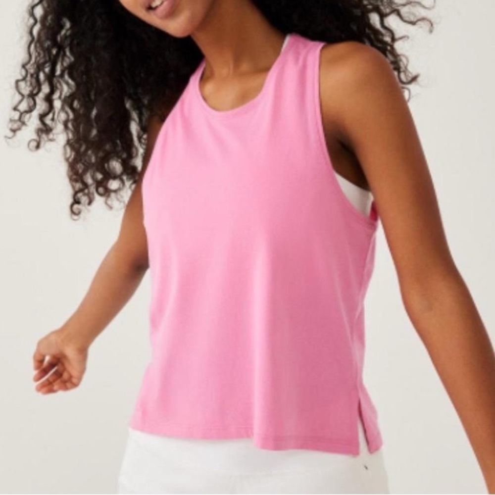 Outdoor Voices Everyday Muscle Tank Top Bubblegum  Pink Size Medium Cotton EUC